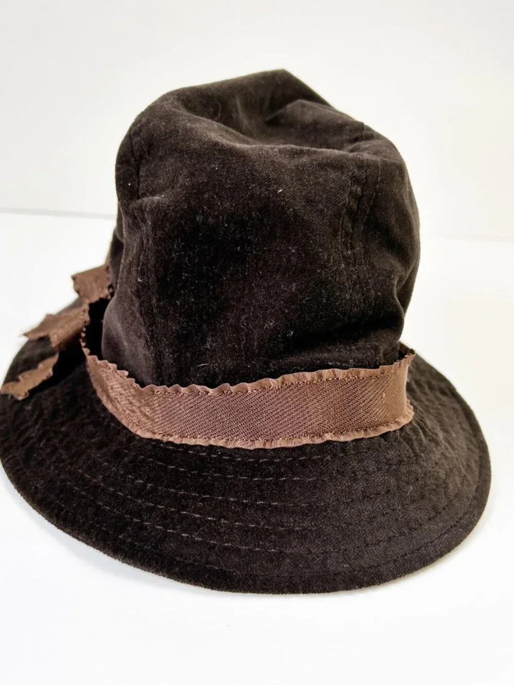 Walt Disney World Velour Bucket Hat Adult Brown Velvet Mickey Charm Disneyland